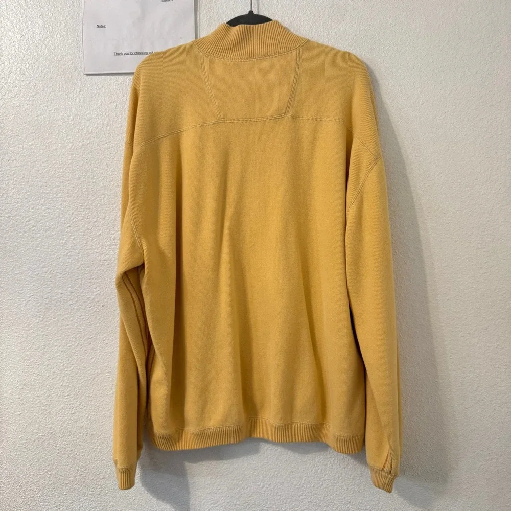 Tommy Bahama Reversible Quarter Zip Pullover Sweater‎ Yellow Tan Mens XL